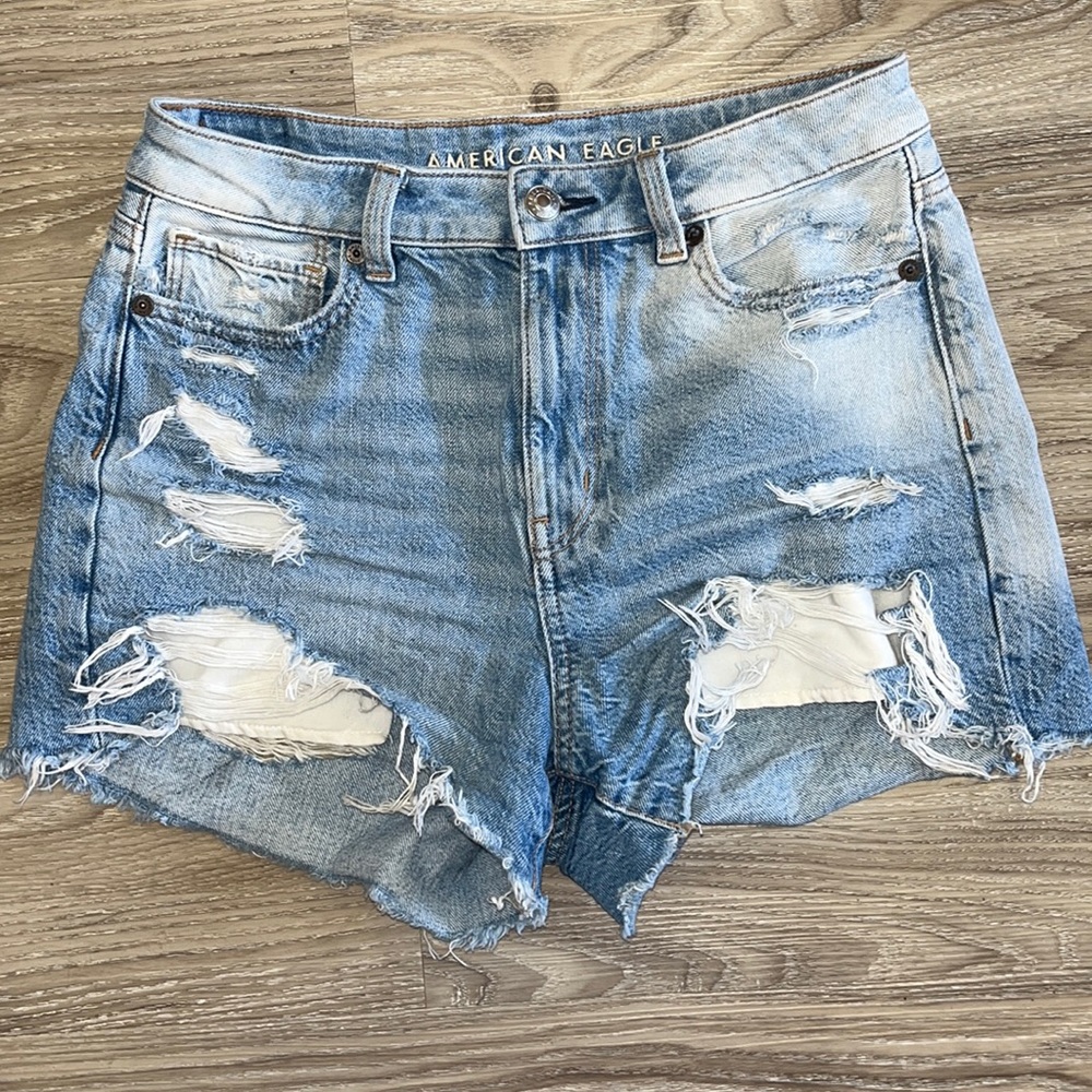 American Eagle Outfitters Distressed Light Blue Denim Jean Shorts